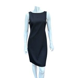 Theory Betty Chateau Sheath Dress Women's 6 Black Sleeveless Stretch Wool Blend